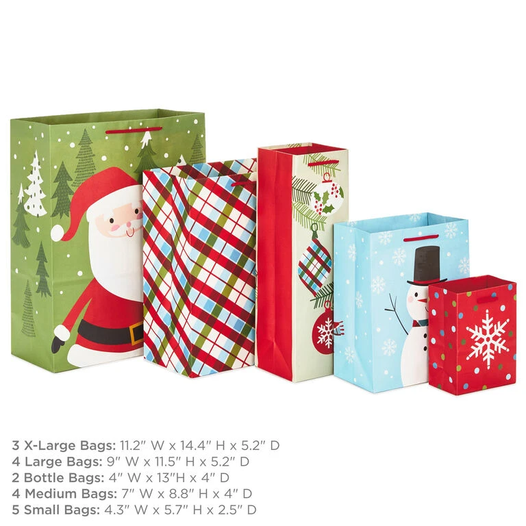 Hallmark Assorted Sizes And Designs 18-Pack Christmas Gift Bags - Image 3