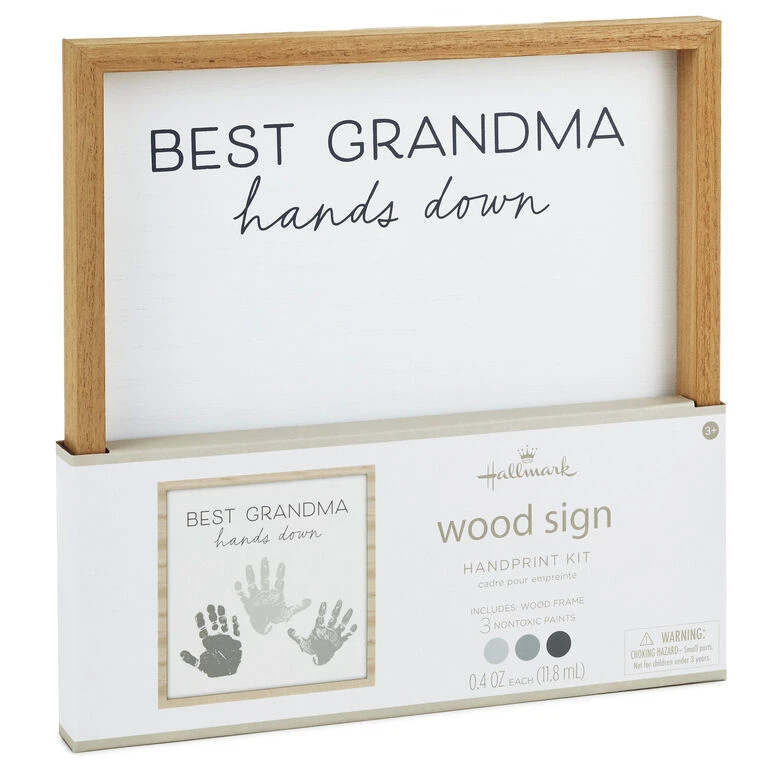 Hallmark Best Grandma Hands Down Wood Sign Handprint Kit - Image 3