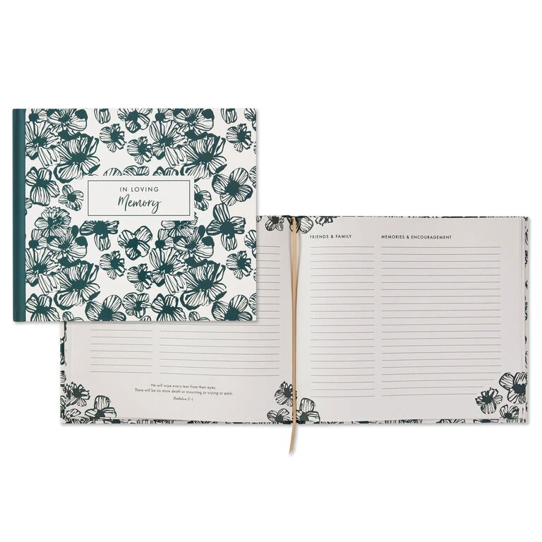Hallmark In Loving Memory Floral Funeral Guest Book - Image 2