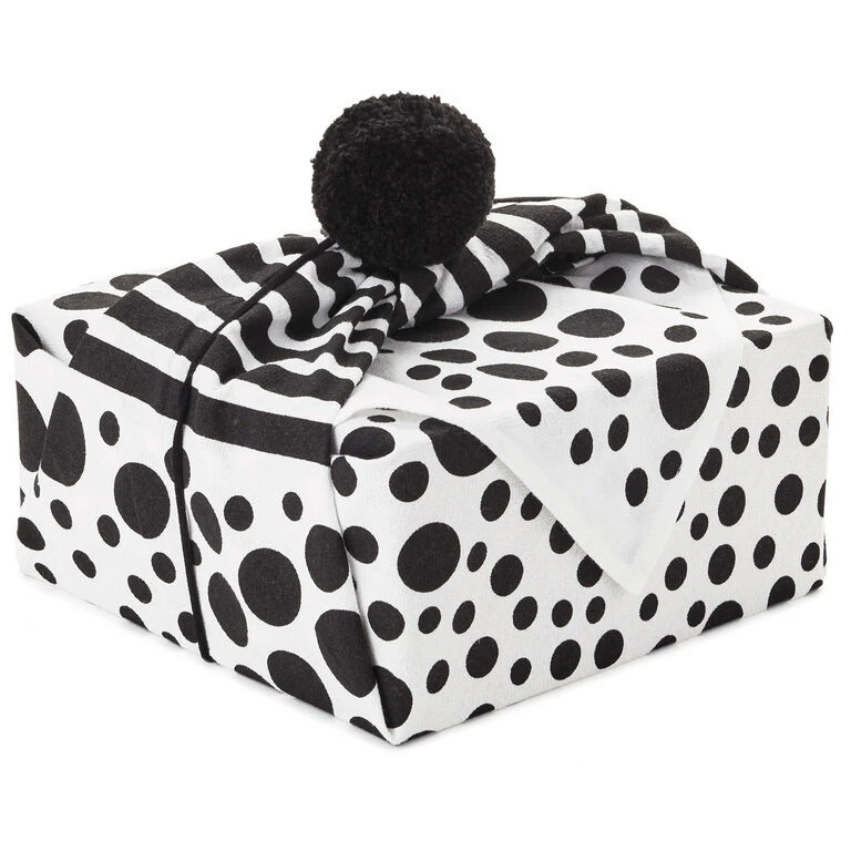 Hallmark 26" Black-and-White Fabric Gift Wrap With Elastic Band
