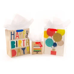 Hallmark Bold Birthday 3-Pack Assorted Gift Bags With Tissue