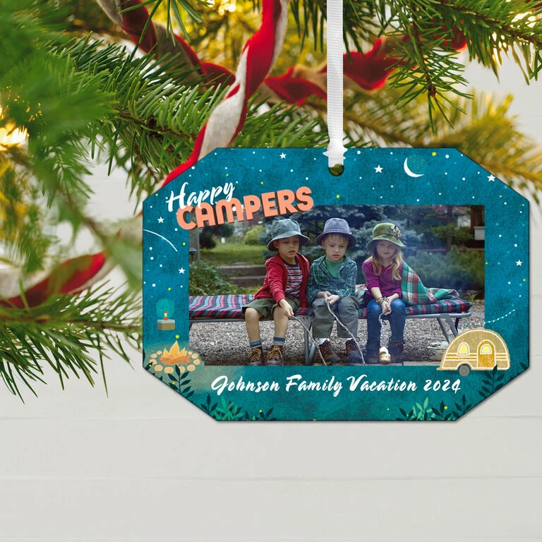 Hallmark Happy Campers Personalized Text And Photo Metal Ornament - Image 2