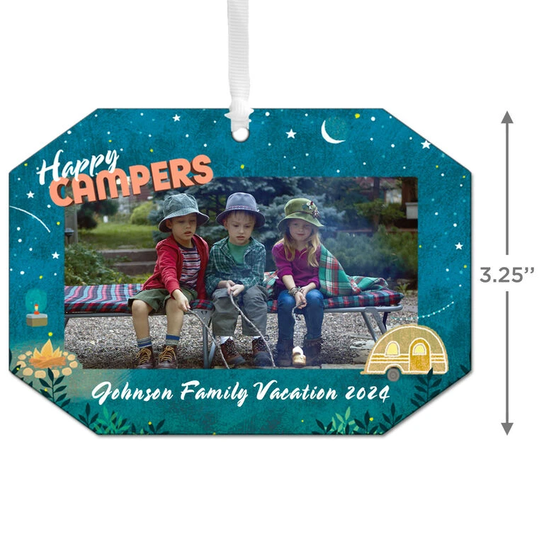 Hallmark Happy Campers Personalized Text And Photo Metal Ornament - Image 3