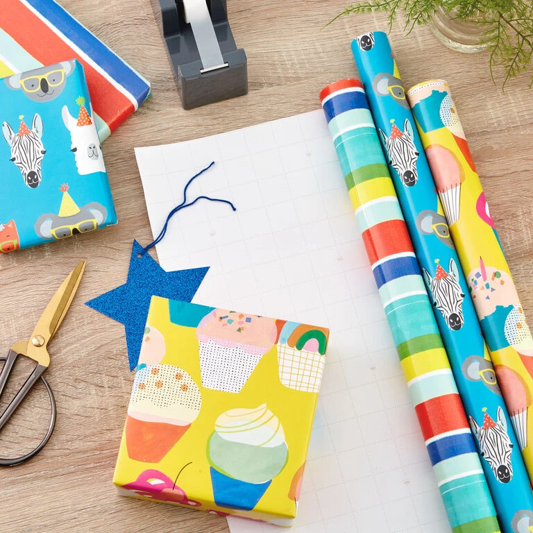Hallmark Colorful Celebration 3-Pack Wrapping Paper, 55 Sq. Ft. Total - Image 2