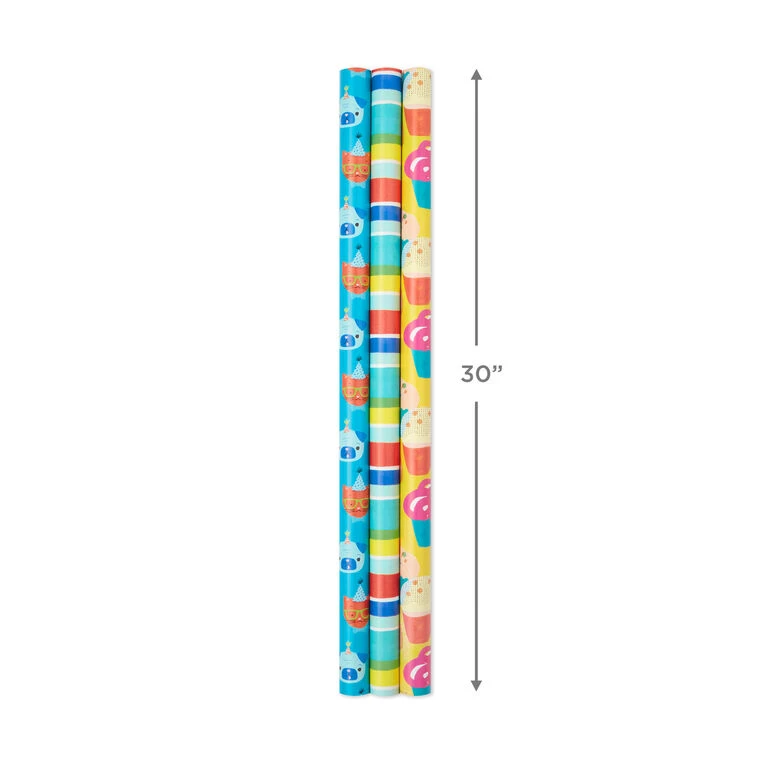 Hallmark Colorful Celebration 3-Pack Wrapping Paper, 55 Sq. Ft. Total - Image 3