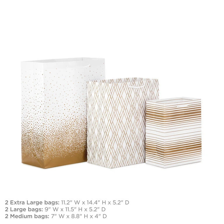 Hallmark Elegant Gold Assorted Sizes 6-Pack Gift Bags - Image 2