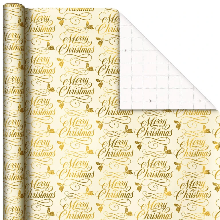 Hallmark Traditional 3-Pack Foil Christmas Wrapping Paper Assortment, 60 Sq. Ft. - Image 5
