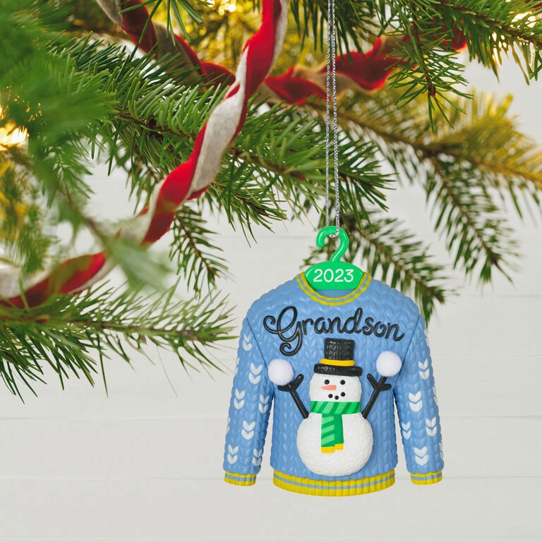 Hallmark Grandson Christmas Sweater 2023 Ornament - Image 2