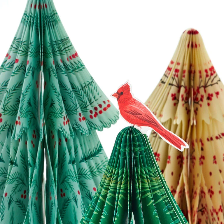 Hallmark Honeycomb Trees 3D Pop-Up Christmas Decorations, Set Of 3 - Image 2