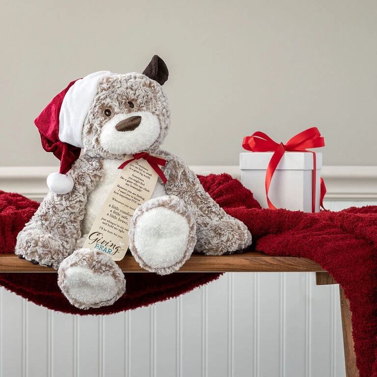 Large Giving Bear In Santa Hat Stuffed Animal, 16" - Image 3