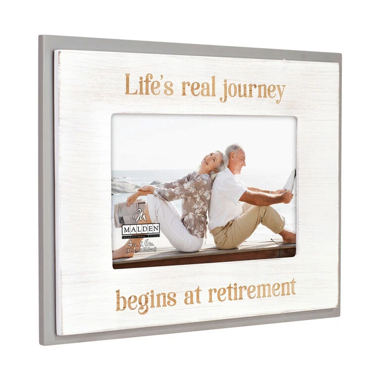 Malden Life's Journey Begins At Retirement Wood Picture Frame, 4x6 - Image 2