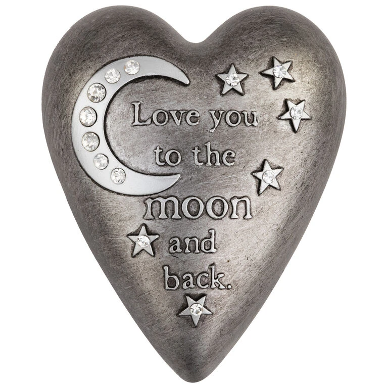 Love You To The Moon Art Heart Trinket Box, 3.5"