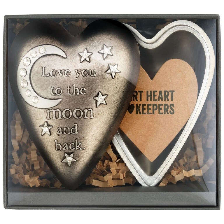 Love You To The Moon Art Heart Trinket Box, 3.5" - Image 2