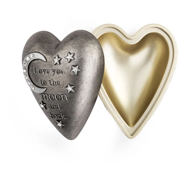 Love You To The Moon Art Heart Trinket Box, 3.5" - Image 3