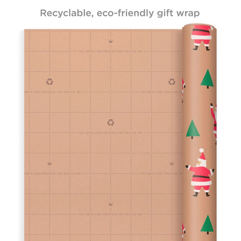 Hallmark Merry Kraft Prints 3-Pack Christmas Wrapping Paper, 90 Sq. Ft. - Image 8