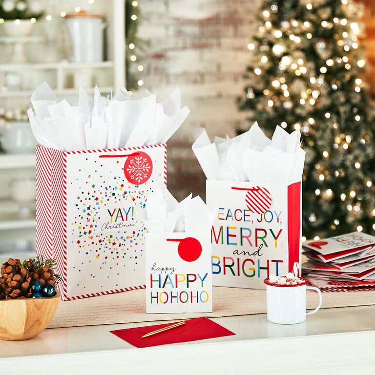 Hallmark Merry And Bright 8-Pack Christmas Gift Bags, Assorted Sizes And Designs - Image 2