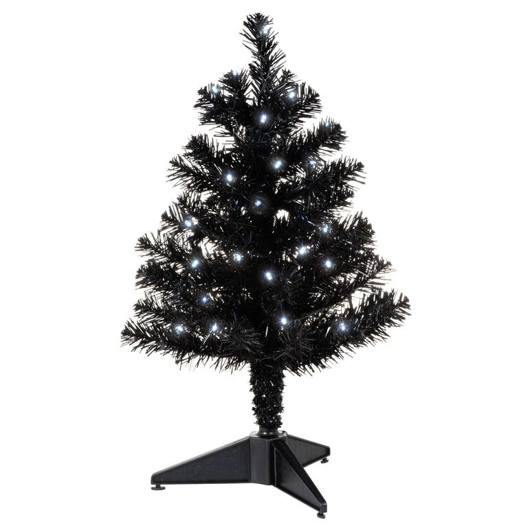 Hallmark Miniature Black Pre-Lit Christmas Tree, 18.75"