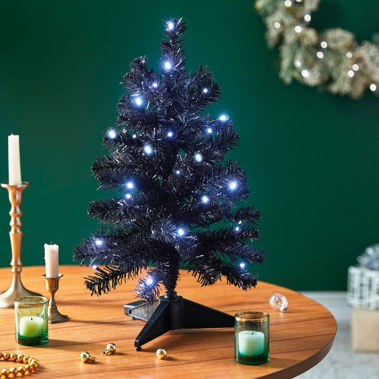 Hallmark Miniature Black Pre-Lit Christmas Tree, 18.75" - Image 2