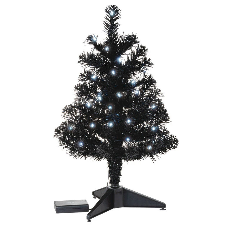 Hallmark Miniature Black Pre-Lit Christmas Tree, 18.75" - Image 4