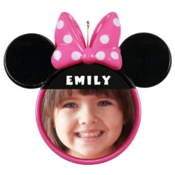 Hallmark Disney Minnie Mouse Ears Silhouette Text And Photo Personalized Ornament