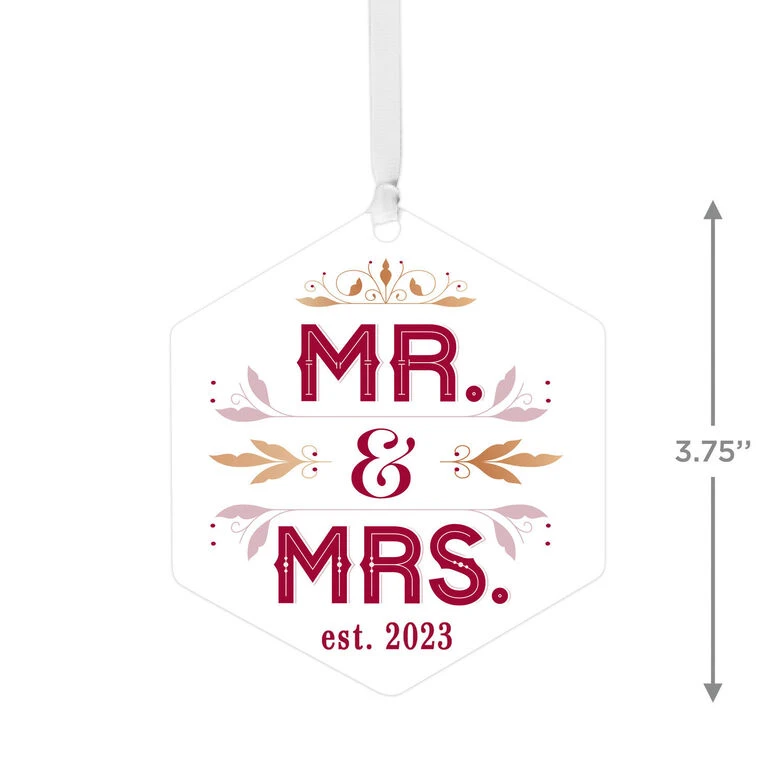 Hallmark Mr. & Mrs. Personalized Text Metal Ornament - Image 3