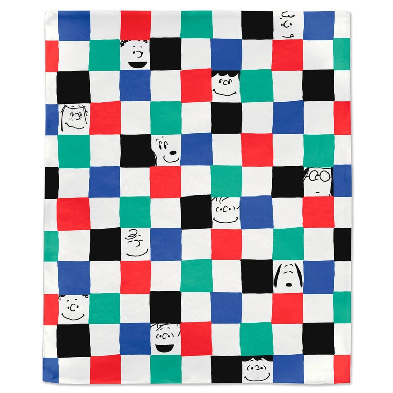 Hallmark Peanuts® Gang Checkered Throw Blanket, 50x60 - Image 3
