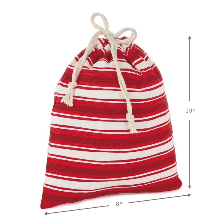 Hallmark 10" And 20" Santa And Stripes 2-Pack Fabric Christmas Gift Bags - Image 4