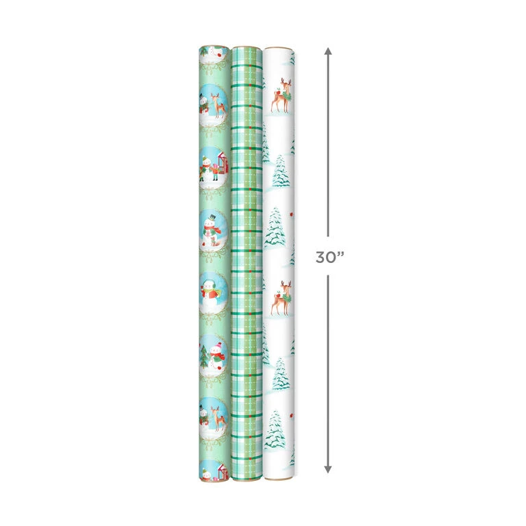 Hallmark Pastel Christmas Prints 3-Pack Wrapping Paper, 120 Sq. Ft. - Image 7