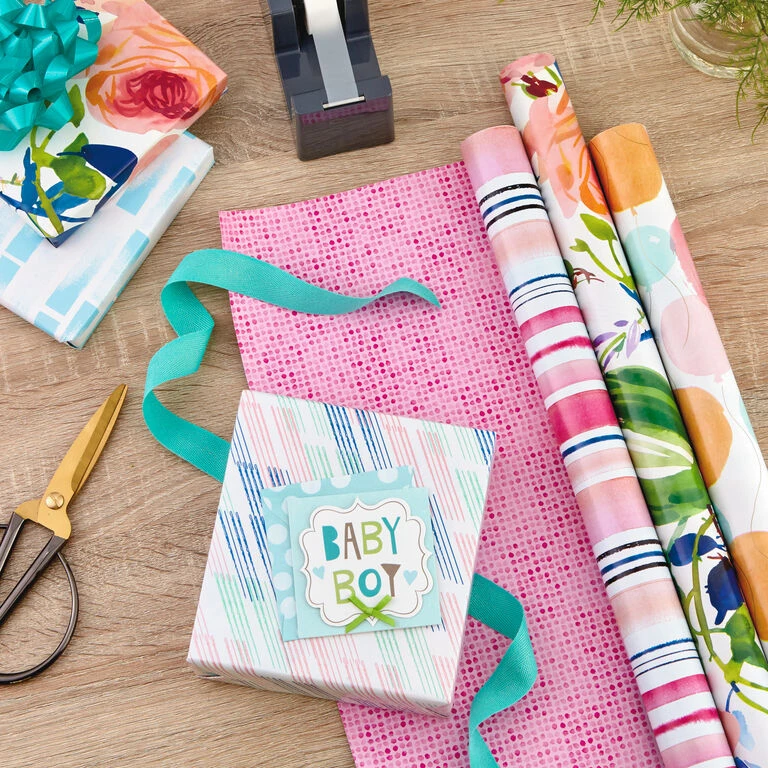 Hallmark Watercolor Tones 3-Pack Reversible Wrapping Paper, 75 Sq. Ft. Total - Image 2